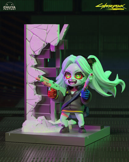 Chibi Rebecca from Cyberpunk EdgeRunners - Collectible 3d printed statues -  Home Decor - Custom Gift and Painted Versions Available!