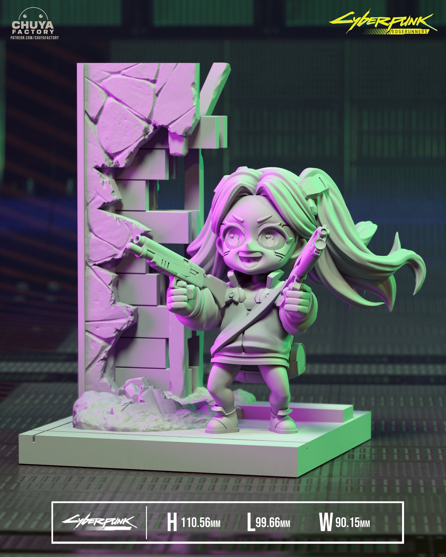 Chibi Rebecca from Cyberpunk EdgeRunners - Collectible 3d printed statues -  Home Decor - Custom Gift and Painted Versions Available!