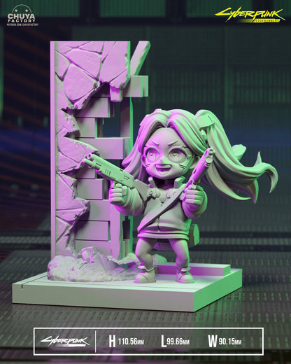 Chibi Rebecca from Cyberpunk EdgeRunners - Collectible 3d printed statues -  Home Decor - Custom Gift and Painted Versions Available!