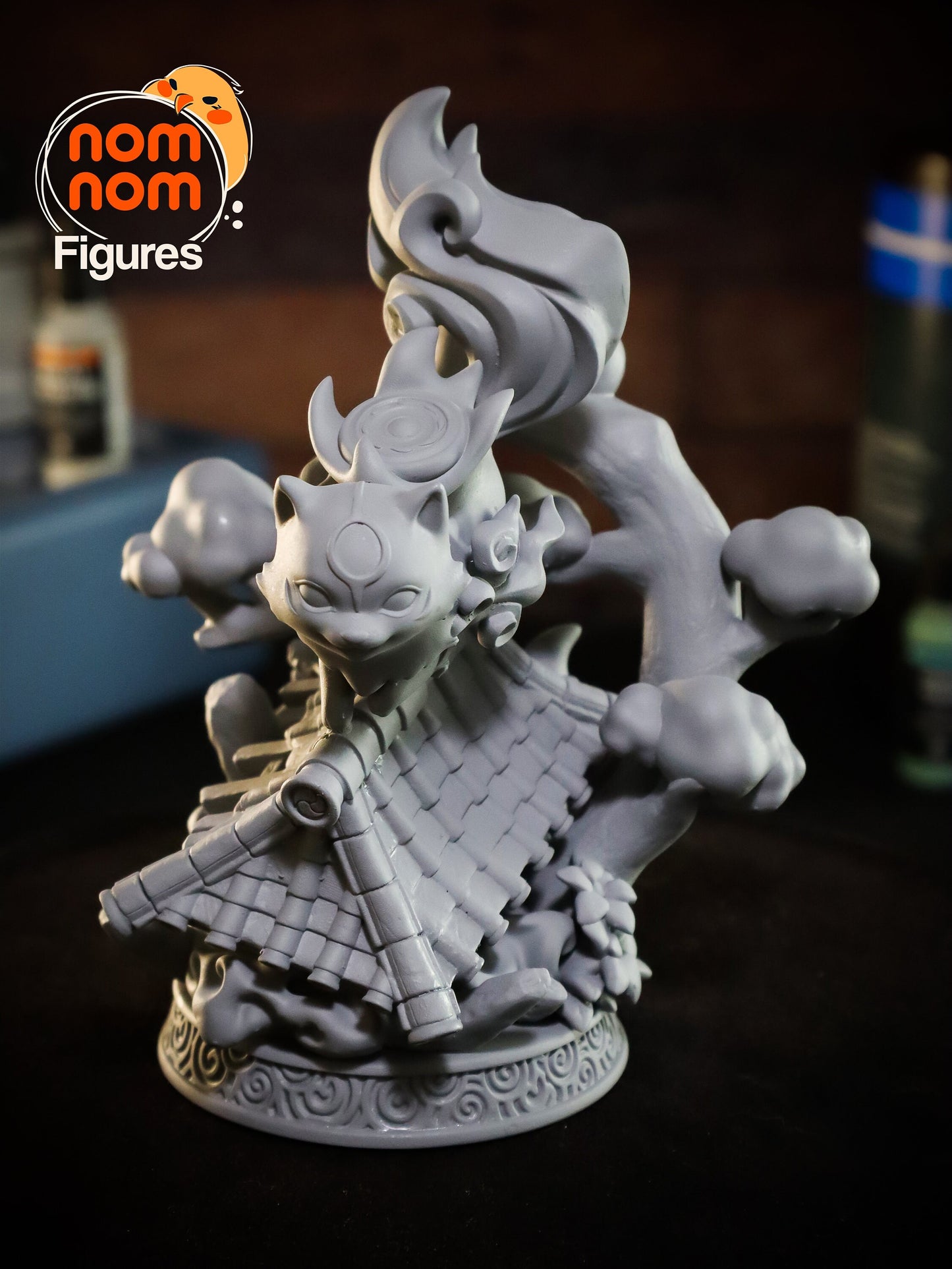 Chibi Amaterasu Diorama from Okami -Home Decor Statues - Collectible 3d printed statues - Custom Gift and Painted Versions Available!