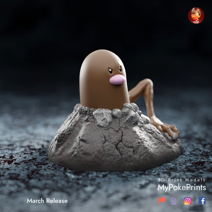 Diglett Scratch coming for you -Collectible Statue Figure Pokemon Legendary Pokedex PokeMaster - Painted and Custom Gift Versions Available