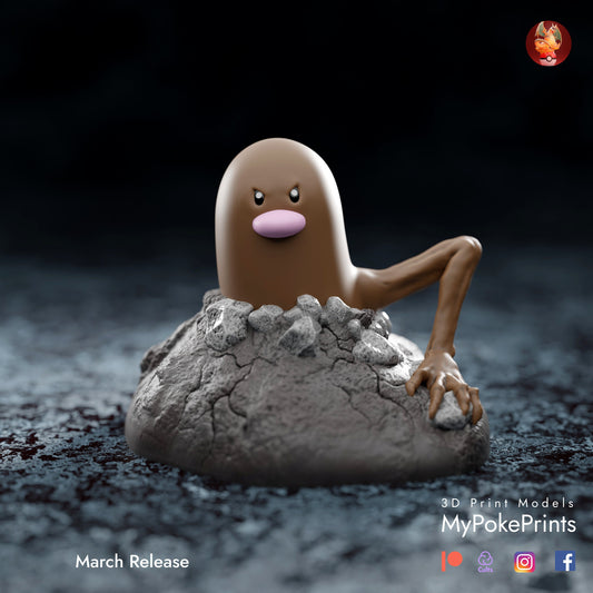 Diglett Scratch coming for you -Collectible Statue Figure Pokemon Legendary Pokedex PokeMaster - Painted and Custom Gift Versions Available