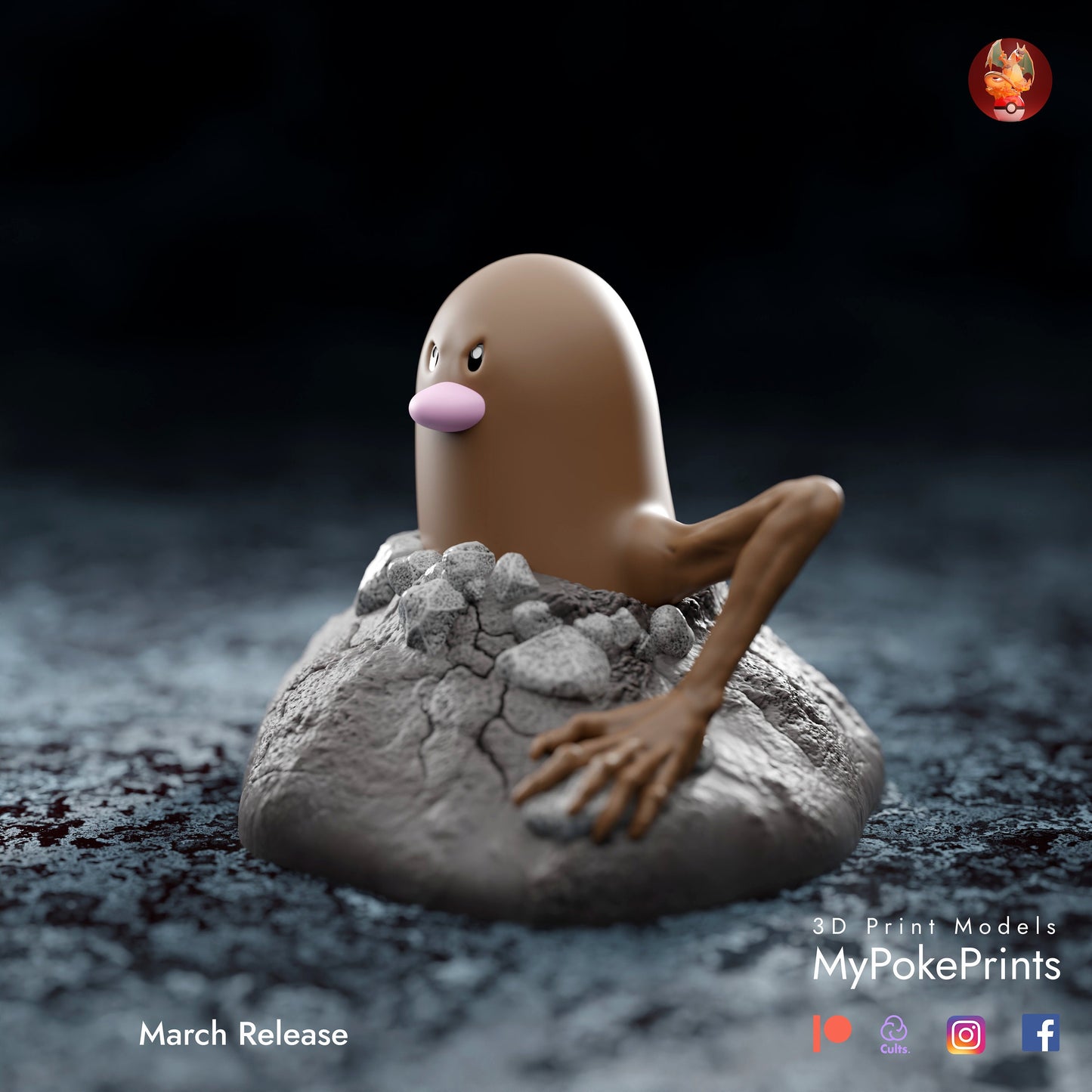 Diglett Scratch coming for you -Collectible Statue Figure Pokemon Legendary Pokedex PokeMaster - Painted and Custom Gift Versions Available