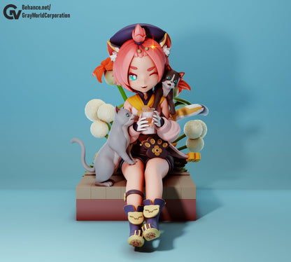 Diona from Genshin Impact - Collectible 3d printed statues - Perfect for Home Decor - Custom Gift and Painted Versions Available!