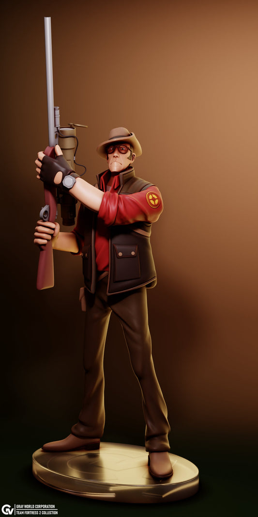 Sniper from Team Fortress 2 - Collectible 3d printed statues - Home Decor - Custom Gift and Painted Versions Available!