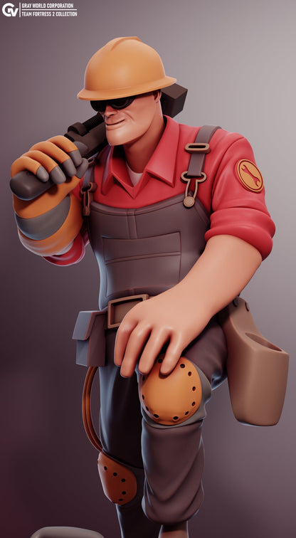 Engineer from Team Fortress 2 - Collectible 3d printed statues - Home Decor - Custom Gift and Painted Versions Available!