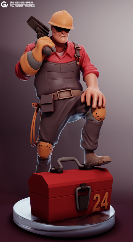 Engineer from Team Fortress 2 - Collectible 3d printed statues - Home Decor - Custom Gift and Painted Versions Available!