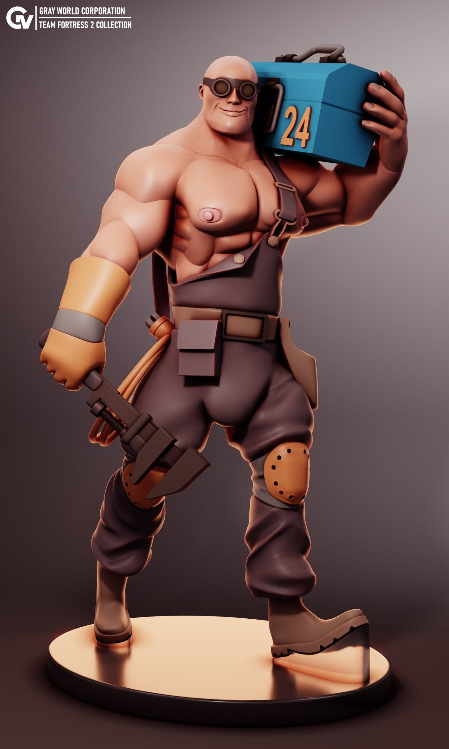 Swole Engineer Team Fortress 2 - Collectible 3d printed statues - Home Decor - Custom Gift and Painted Versions Available!