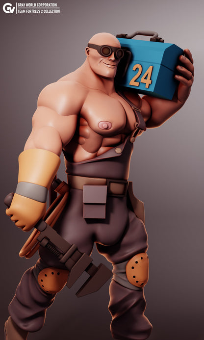 Swole Engineer Team Fortress 2 - Collectible 3d printed statues - Home Decor - Custom Gift and Painted Versions Available!