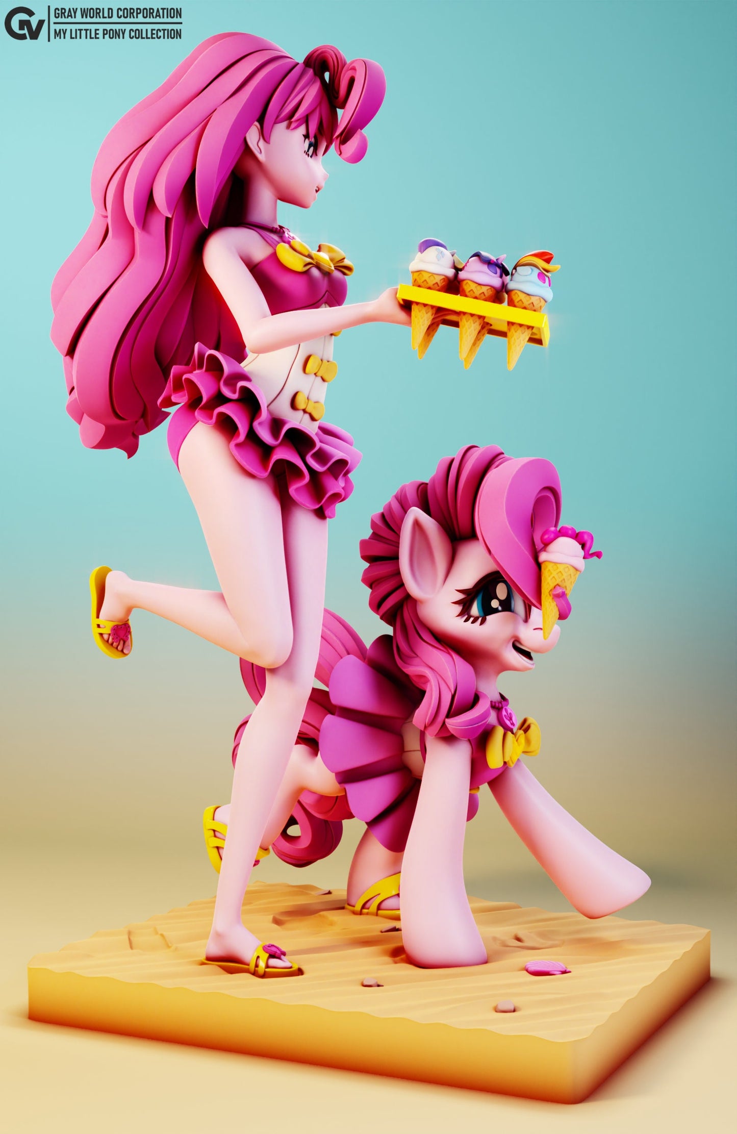 Pink Beach Pinkie Pie Sand Set From MLP Collectible 3d printed statues - Perfect for Home Decor - Custom Gift and Painted Version Available!