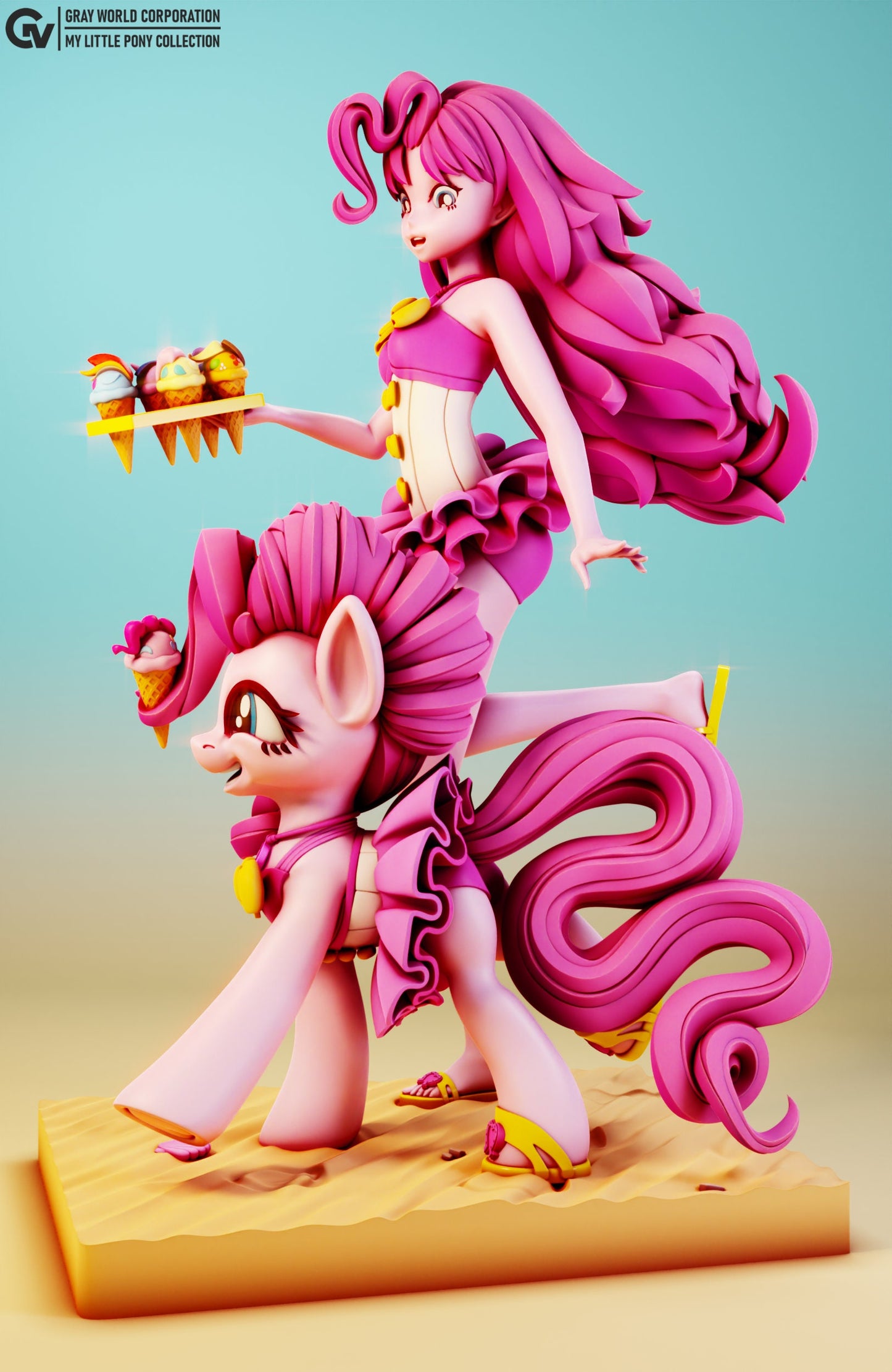 Pink Beach Pinkie Pie Sand Set From MLP Collectible 3d printed statues - Perfect for Home Decor - Custom Gift and Painted Version Available!