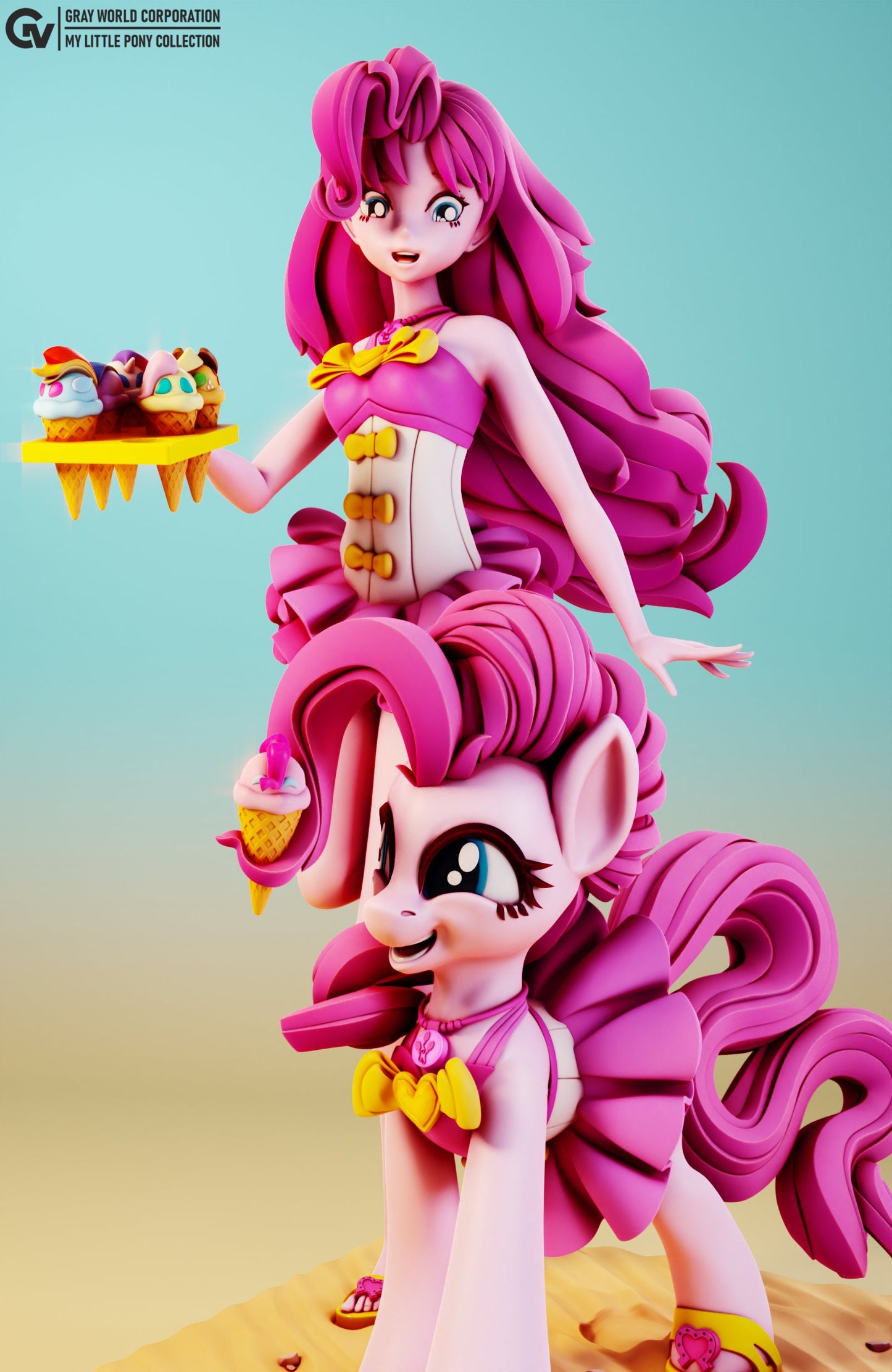 Pink Beach Pinkie Pie Sand Set From MLP Collectible 3d printed statues - Perfect for Home Decor - Custom Gift and Painted Version Available!