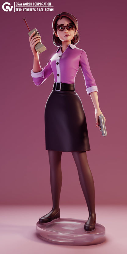 Miss Pauling from Team Fortress 2 - Collectible 3d printed statues - Home Decor - Custom Gift and Painted Versions Available!