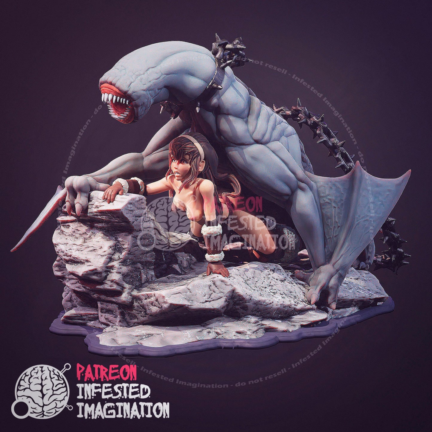 Lewd Khezu Tamer Bondage Collar Statue - Collectible 3d printed statues - Home Decor - Custom Gift and Painted Versions Available!