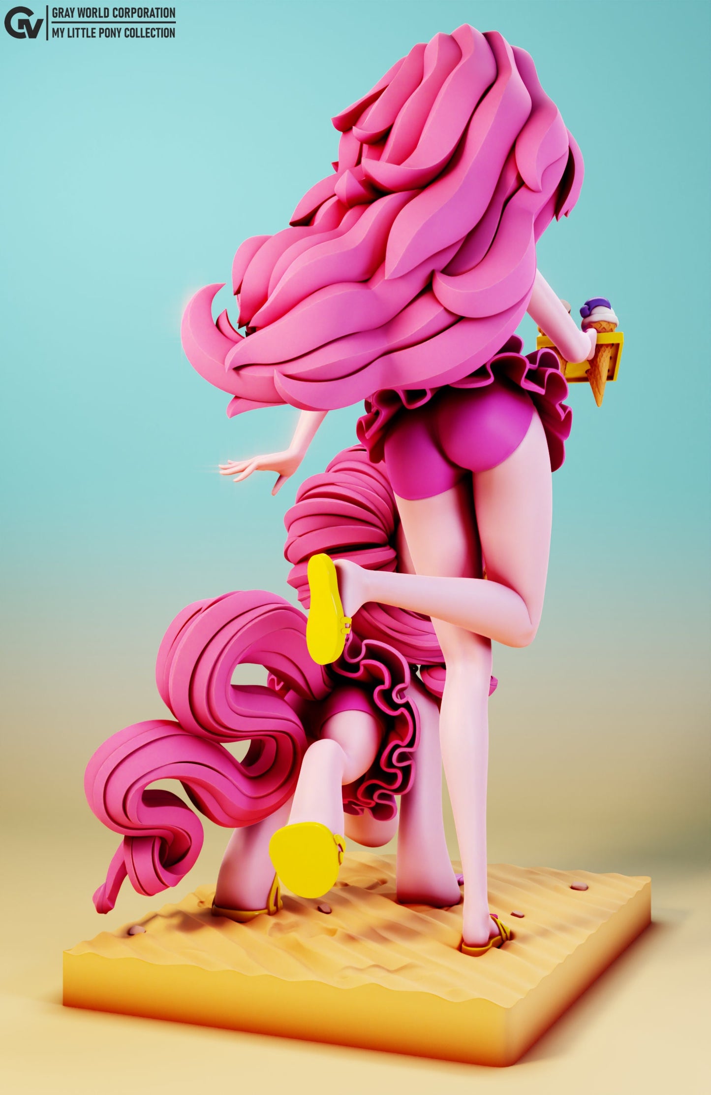 Pink Beach Pinkie Pie Sand Set From MLP Collectible 3d printed statues - Perfect for Home Decor - Custom Gift and Painted Version Available!