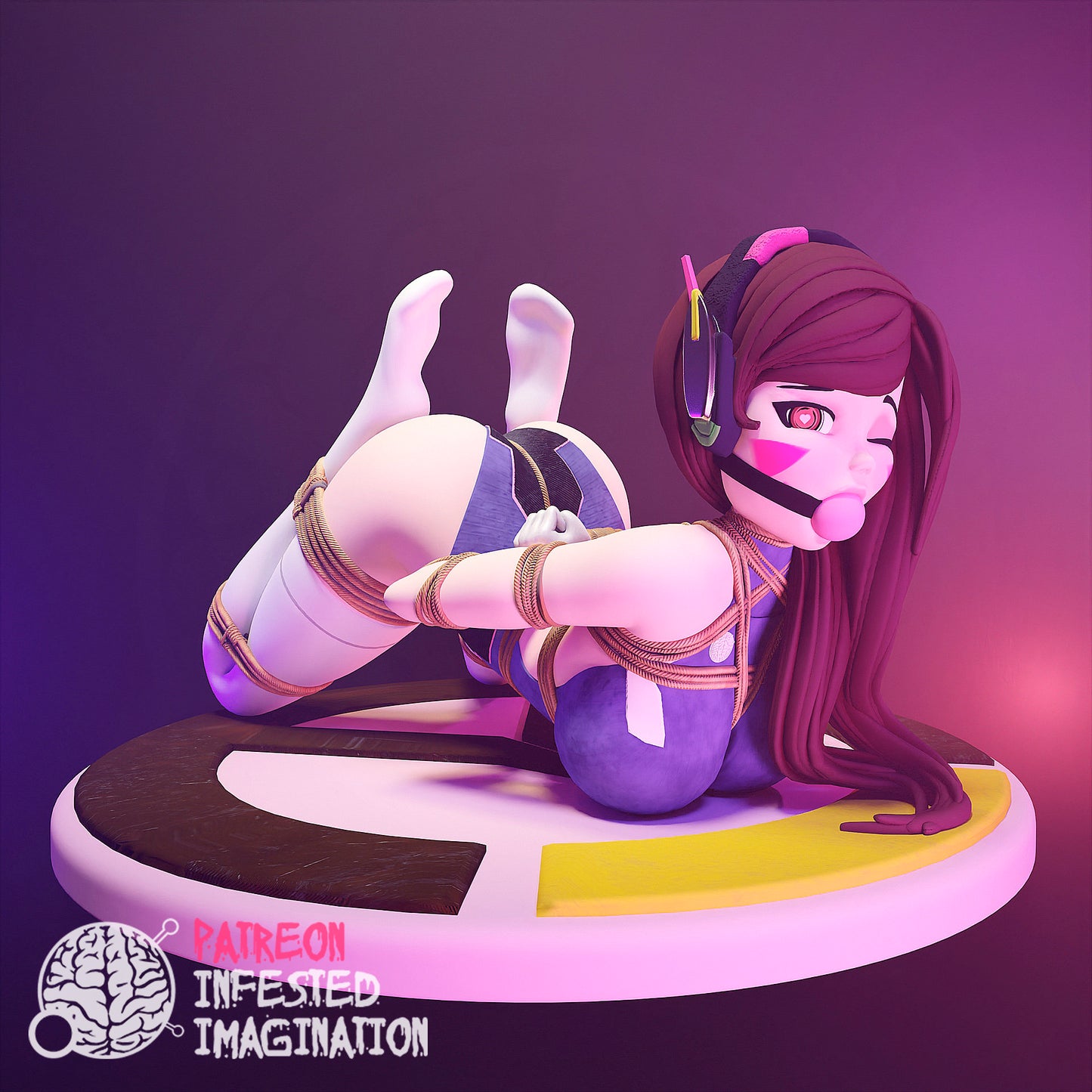 Lewd D.Va Bondage or nude Statue Overwatching - Collectible 3d printed statues - Home Decor - Custom Gift and Painted Versions Available!