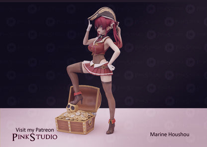 Marine Houshuo Pirate Hololive VTuber - Collectible Statue  - Décor for your home - 3d Resin Print - Painted or Custom Gift~!