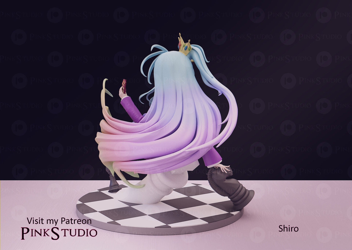 Shiro from No Game no Life Chessboard Diorama - Collectible Statue  - Décor for your home - 3d Resin Print - Painted or Custom Gift~!