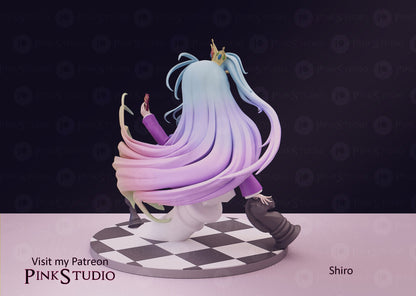 Shiro from No Game no Life Chessboard Diorama - Collectible Statue  - Décor for your home - 3d Resin Print - Painted or Custom Gift~!