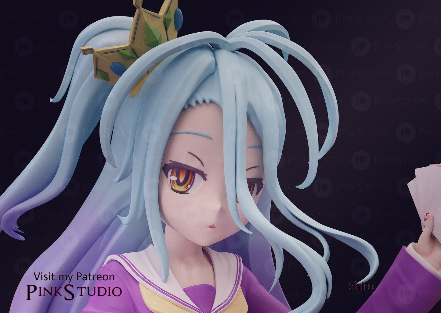 Shiro from No Game no Life Chessboard Diorama - Collectible Statue  - Décor for your home - 3d Resin Print - Painted or Custom Gift~!