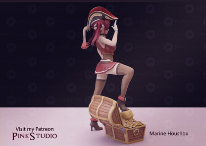 Marine Houshuo Pirate Hololive VTuber - Collectible Statue  - Décor for your home - 3d Resin Print - Painted or Custom Gift~!