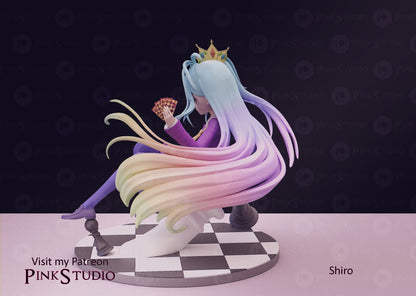 Shiro from No Game no Life Chessboard Diorama - Collectible Statue  - Décor for your home - 3d Resin Print - Painted or Custom Gift~!