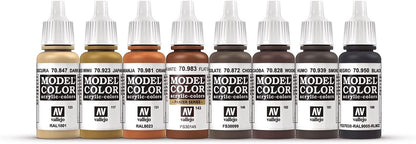 Vallejo Wood and Leather Paint Set Paint Set, 8 bottles of 17ml each - Perfect for DIY hobby project - Acrylic Paint for Statues