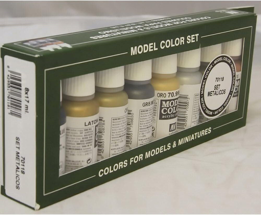 Vallejo Metallic Colors Paint Set, 8 bottles of 17ml each - Perfect for DIY hobby project - Acrylic Paint for Statues