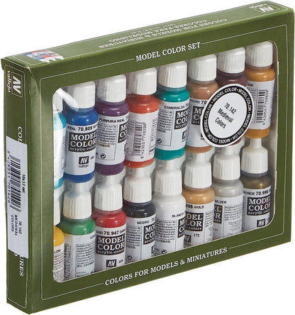 Vallejo Medieval Colors Acrylic Paint Set, 17ml, 0.57 Fl Oz (Pack of 16) - Perfect for DIY hobby project - Acrylic Paint for Statues