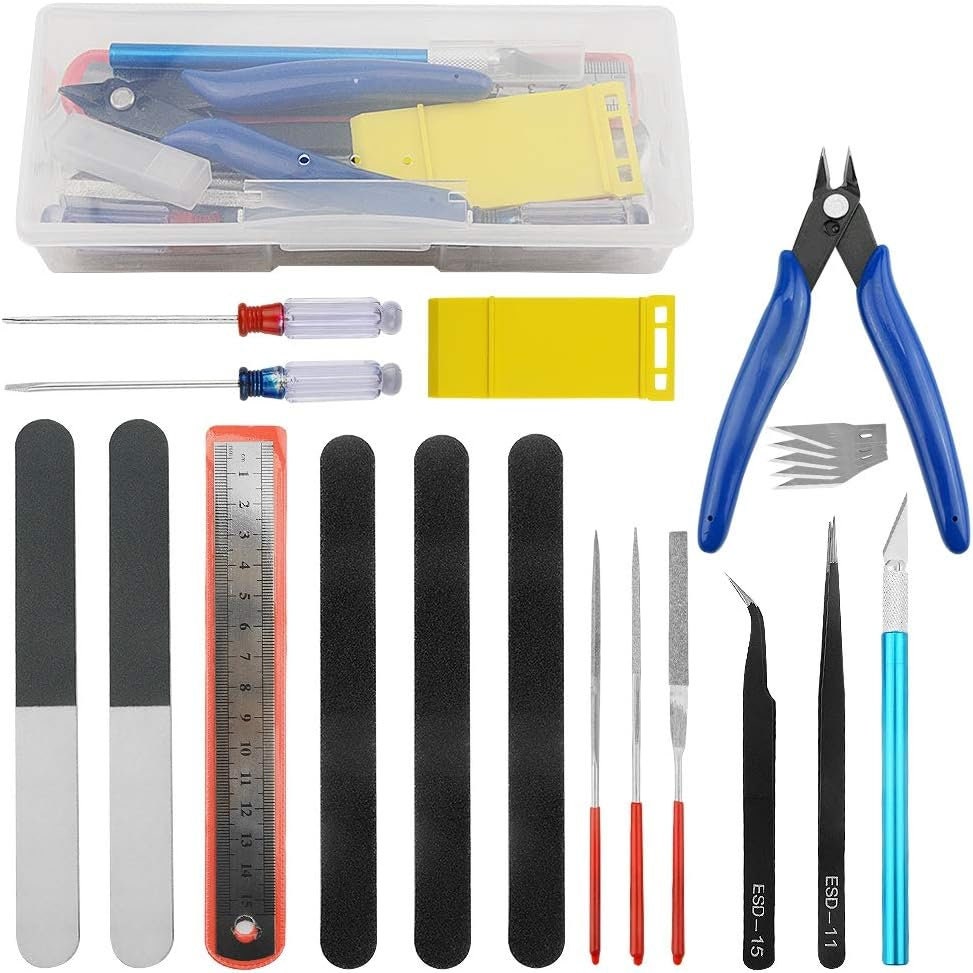 Professional 17 PCS Model Tools Kit Modeler Basic Tools Craft Set Hobby Building Tools Kit for Model Building Repairing and Fixing