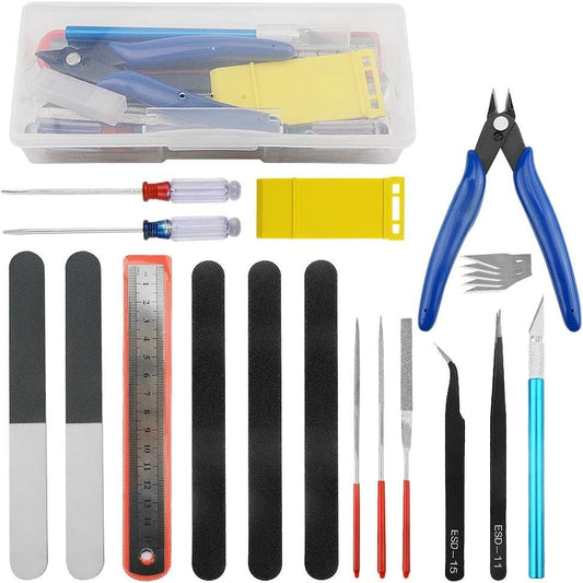 Professional 17 PCS Model Tools Kit Modeler Basic Tools Craft Set Hobby Building Tools Kit for Model Building Repairing and Fixing