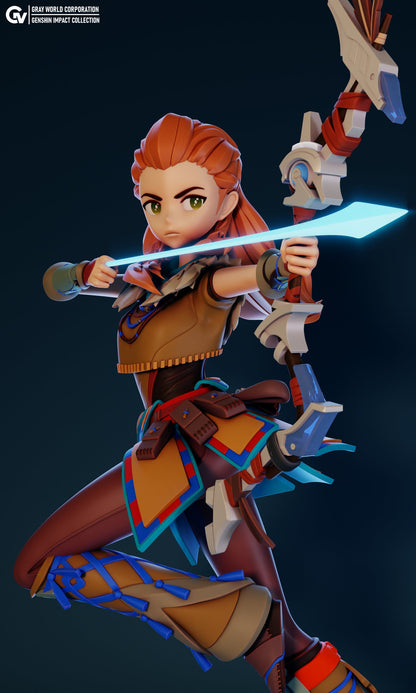 Aloy from Genshin Impact - Collectible 3d printed statues - Perfect for Home Decor - Custom Gift and Painted Versions Available!