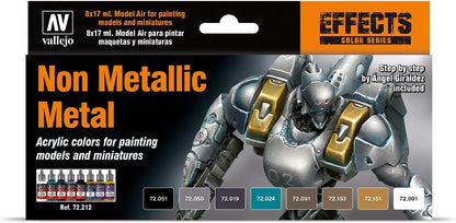 Vallejo Non Metallic Metal Colors Painting Set, 8 bottles of 17ml each - Perfect for DIY hobby project - Acrylic Paint for Statues