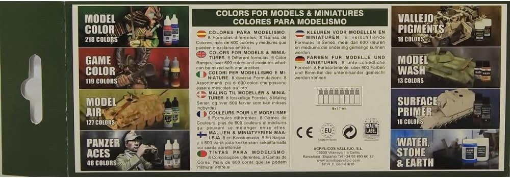 Vallejo Metallic Colors Paint Set, 8 bottles of 17ml each - Perfect for DIY hobby project - Acrylic Paint for Statues