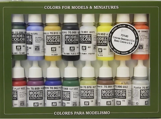 Vallejo Basic USA Acrylic Colors Paint Set, 17ml, Assorted Colors (Pack of 16) - Perfect for DIY hobby project - Acrylic Paint for Statues