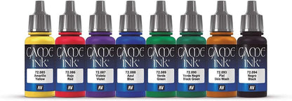 Vallejo Game Ink Paint Set (8 Color) Paint, 0.57 Fl Oz (Pack of 8) - Perfect for DIY hobby project - Acrylic Paint for Statues