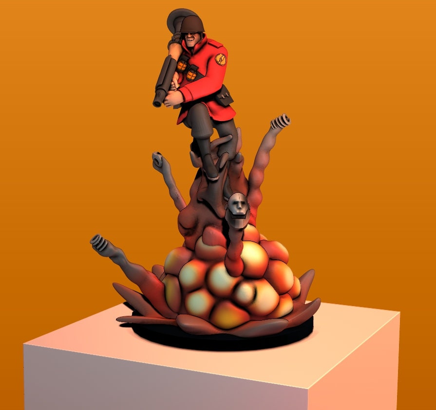 Soldier Rocket Jump from Team Fortress 2 - Collectible 3d printed statues - Home Decor - Custom Gift and Painted Versions Available!