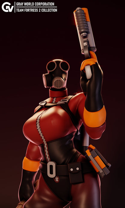 Pyro Fem Latex Team Fortress 2 - Collectible 3d printed statues - Home Decor - Custom Gift and Painted Versions Available!