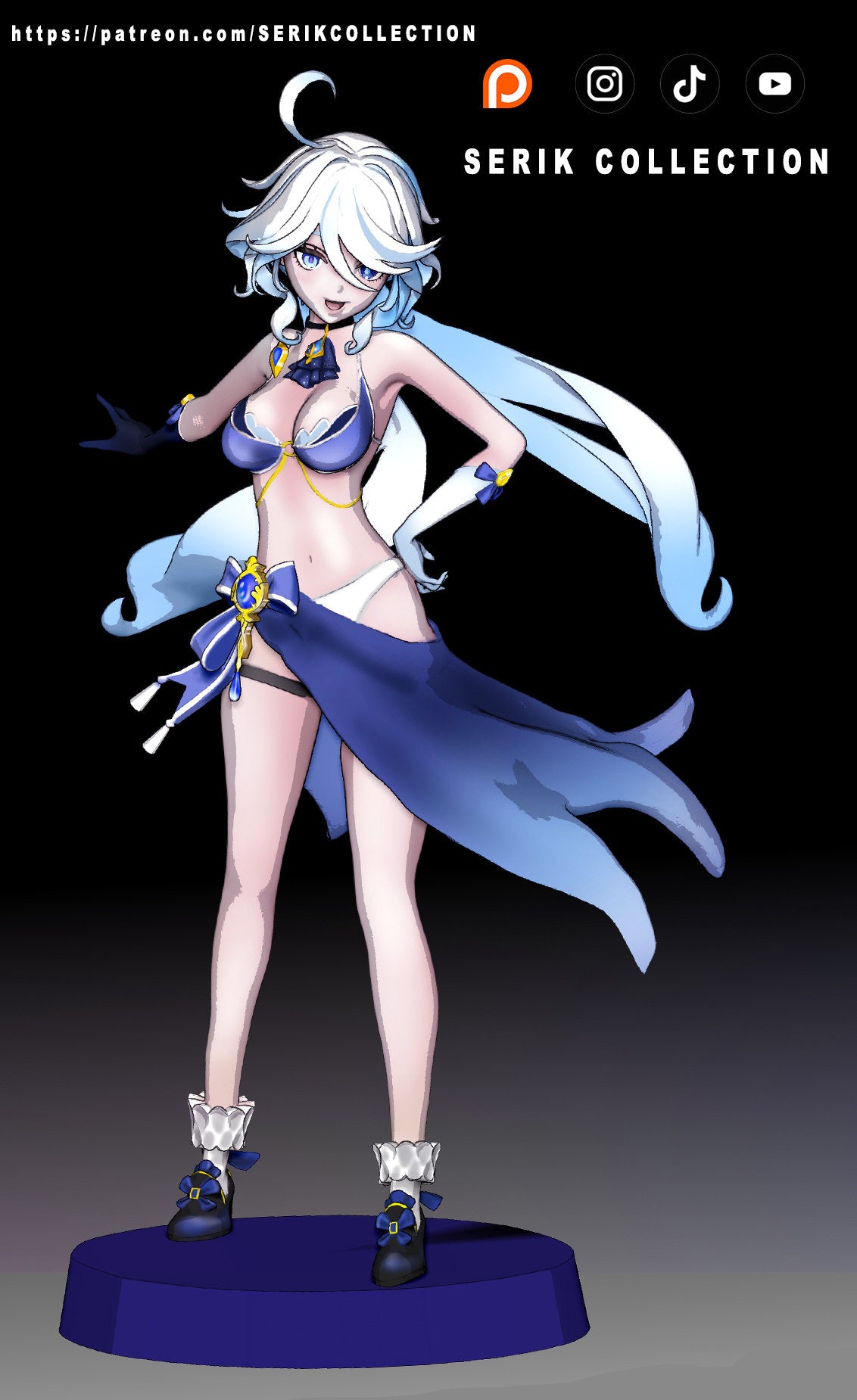 Furina Swimsuit Outfit from Genshin Impact - Collectible 3d printed statues - Home Decor - Custom Gift and Painted Versions Available!