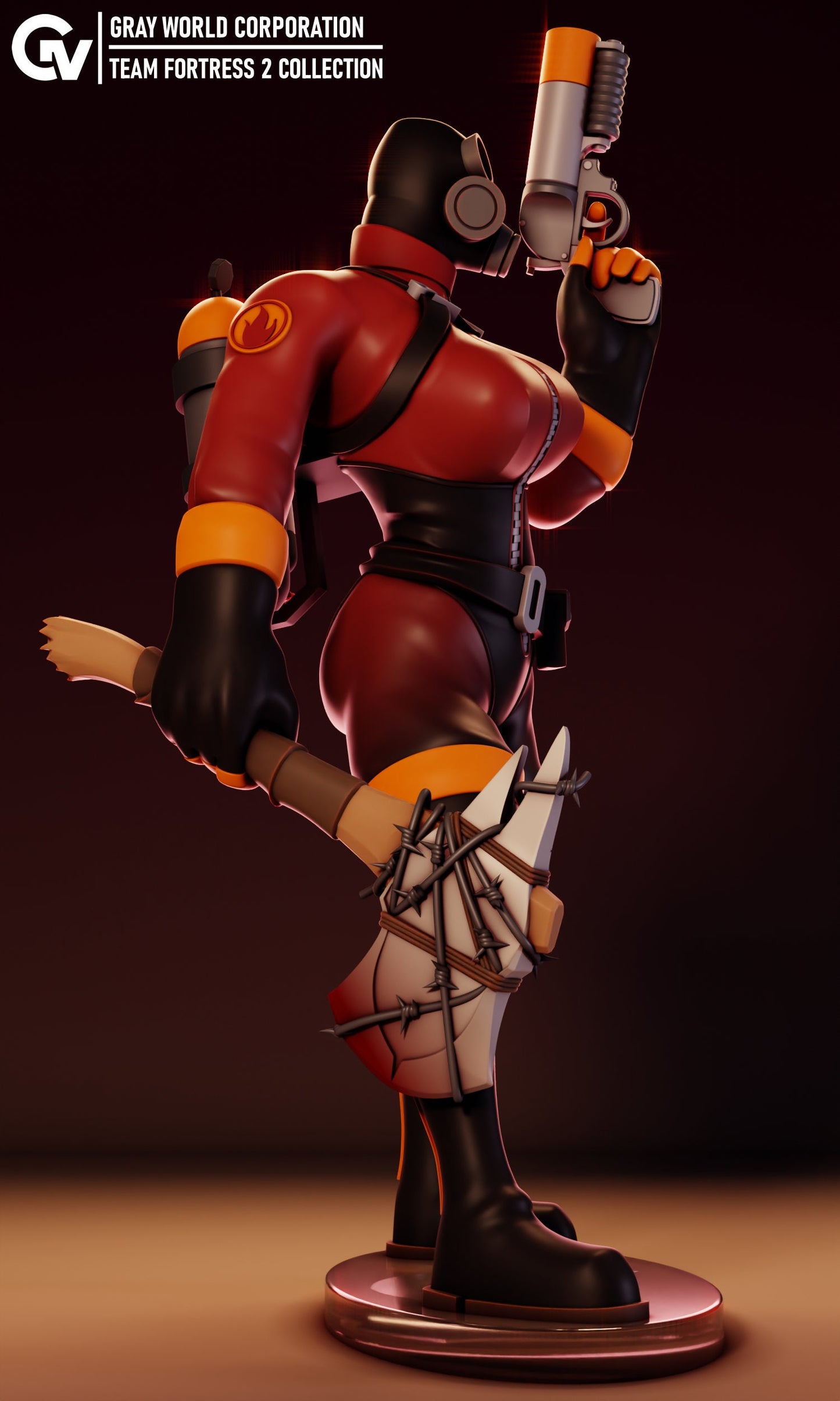 Pyro Fem Latex Team Fortress 2 - Collectible 3d printed statues - Home Decor - Custom Gift and Painted Versions Available!