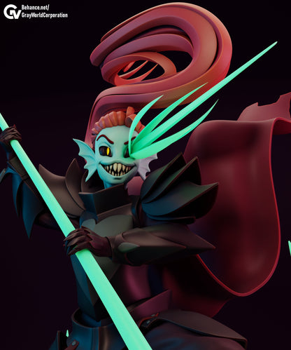 Undyne from Undertale - Collectible 3d printed statues - Perfect for Home Decor - Custom Gift and Painted Version Available!