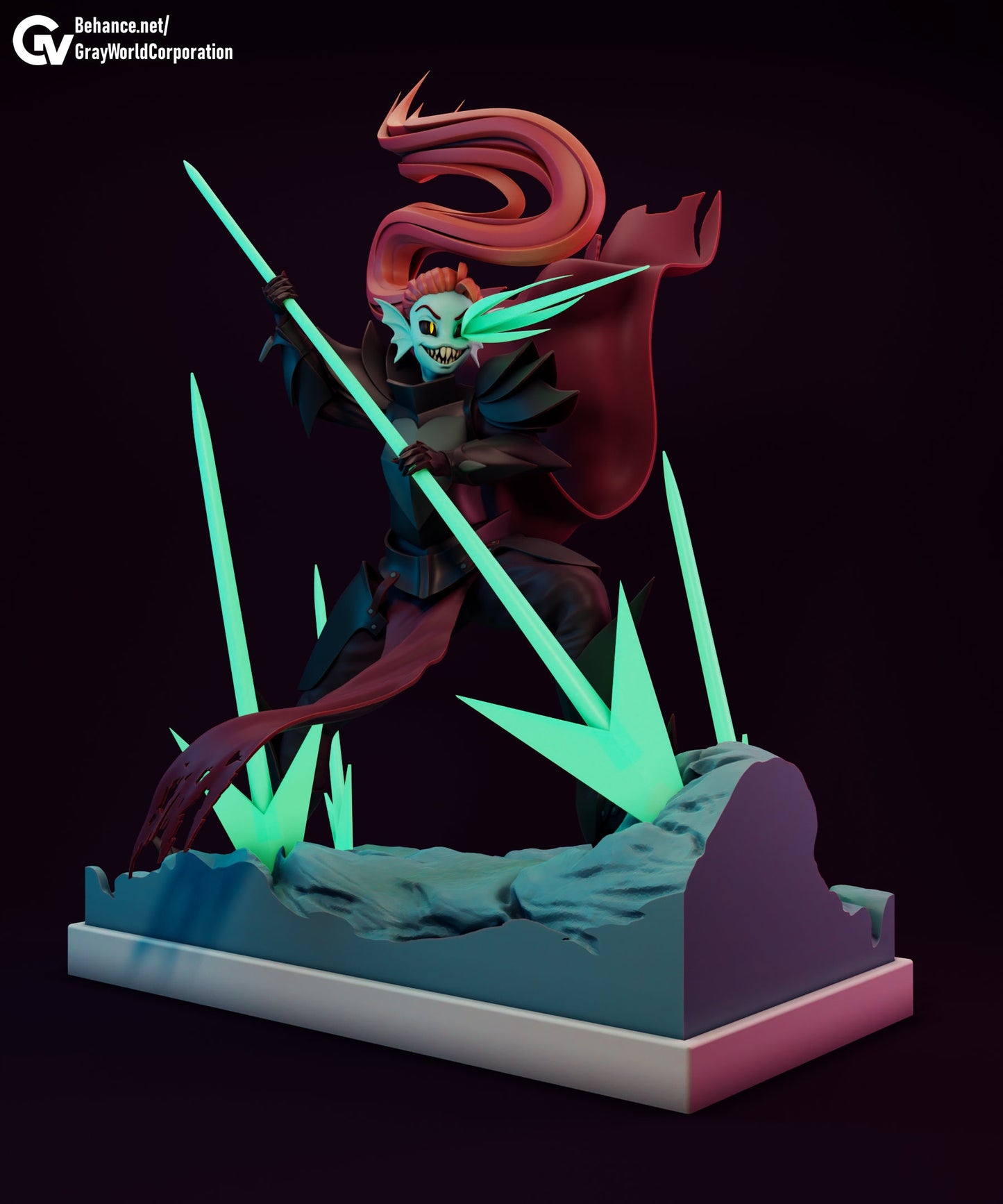 Undyne from Undertale - Collectible 3d printed statues - Perfect for Home Decor - Custom Gift and Painted Version Available!