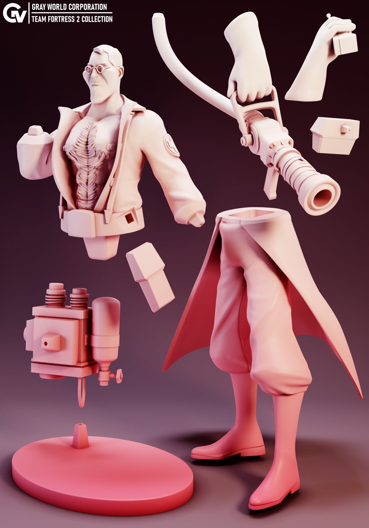 Dr Sex Medic from Team Fortress 2 - Collectible 3d printed statues - Home Decor - Custom Gift and Painted Versions Available!