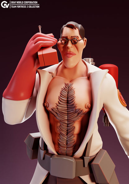 Dr Sex Medic from Team Fortress 2 - Collectible 3d printed statues - Home Decor - Custom Gift and Painted Versions Available!