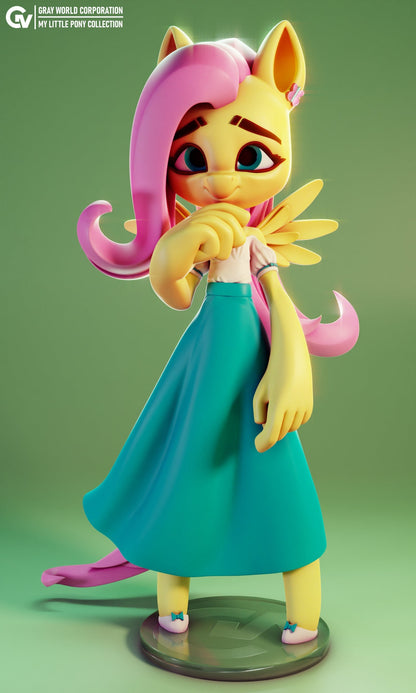 Fluttershy Chibi From MLP - Collectible 3d printed statues - Perfect for Home Decor - Custom Gift and Painted Versions Available!