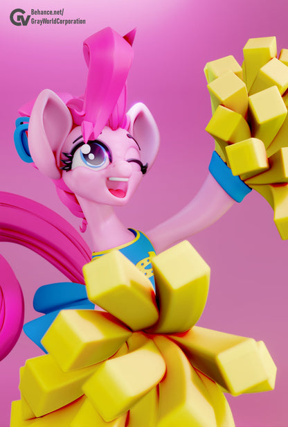 Pinkie Pie Cheerleader From MLP - Collectible 3d printed statues - Perfect for Home Decor - Custom Gift and Painted Version Available!