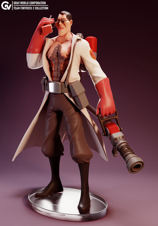 Dr Sex Medic from Team Fortress 2 - Collectible 3d printed statues - Home Decor - Custom Gift and Painted Versions Available!