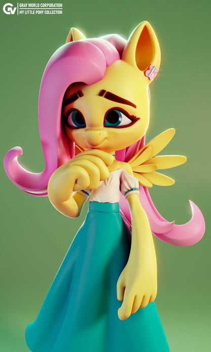 Fluttershy Chibi From MLP - Collectible 3d printed statues - Perfect for Home Decor - Custom Gift and Painted Versions Available!