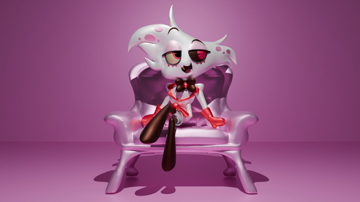 Angel Dust Chibi Kawai Version from Hazbin Hotel - Collectible 3d printed statues - Perfect for Home Decor - DIY and Painted Versions