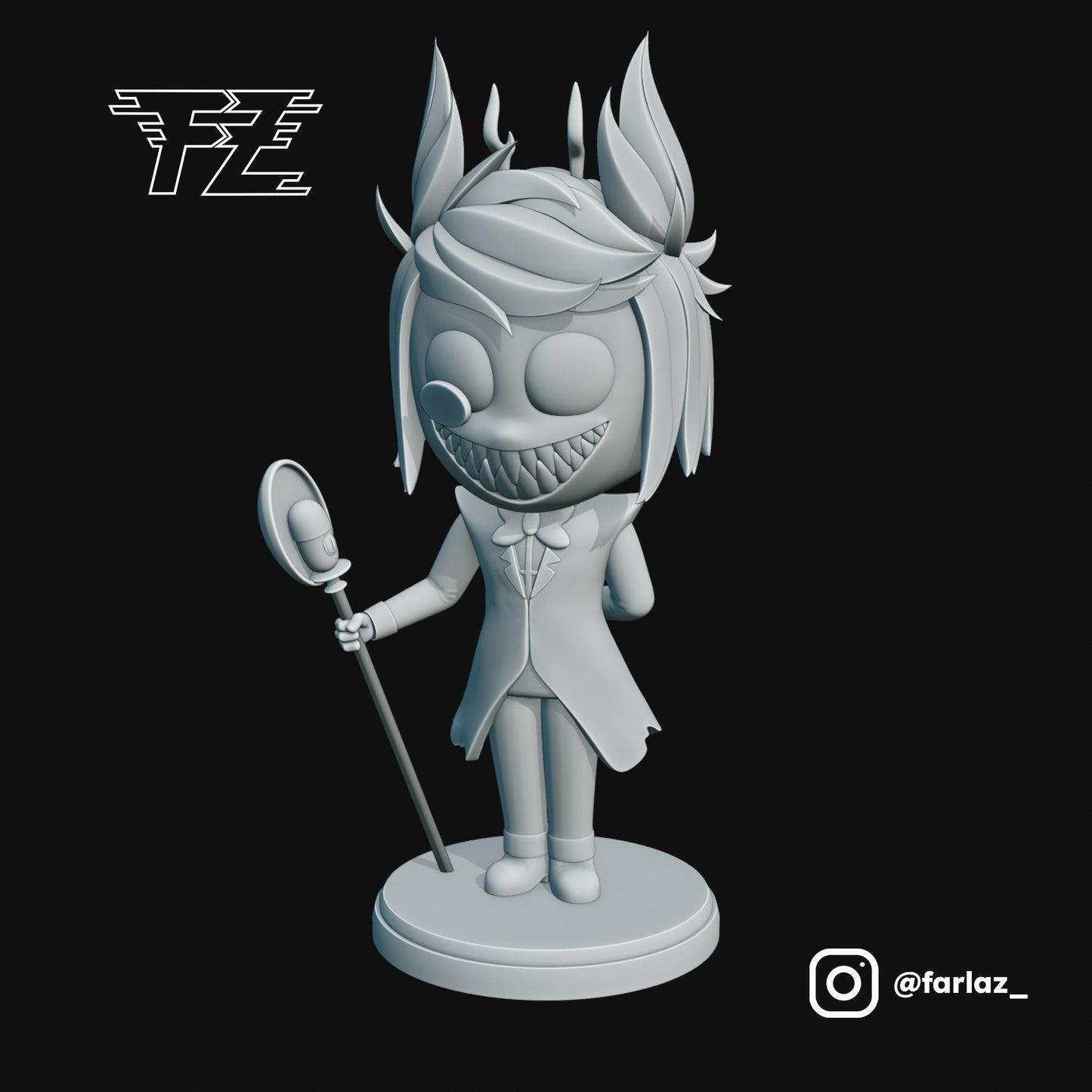 Alastor Chibi Kawai Version from Hazbin Hotel - Collectible 3d printed statues - Perfect for Home Decor - DIY and Painted Versions